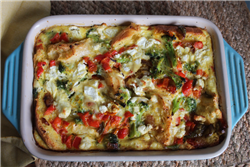 Savory Red Pepper Bread Pudding