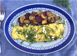 Zucchini and Goat Cheese Omelette with Fingerling Potatoes
