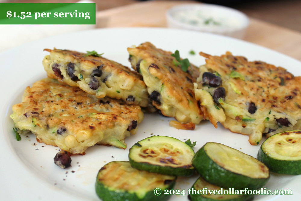 Black Bean, Corn, and Zucchini Fritters with Creamy Dipping Sauce