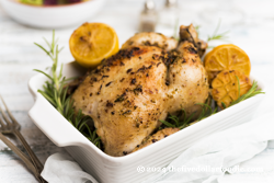 Garlic and Lemon-Roasted Chicken with Sweet Potatoes