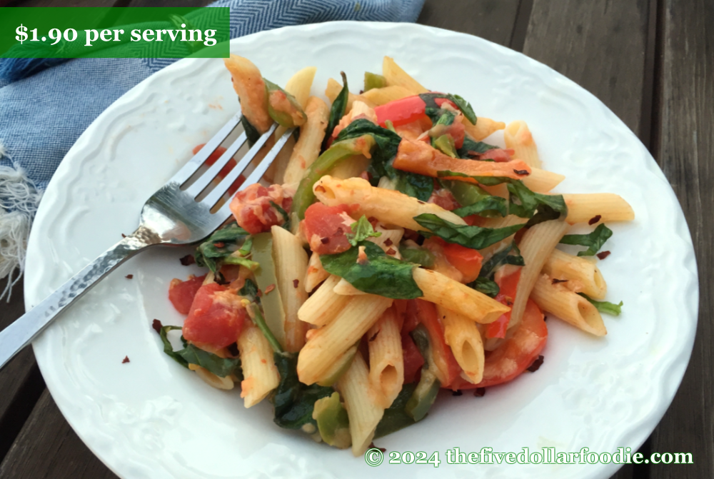 Penne with Smoked Gouda, Bell Pepper, and Spinach