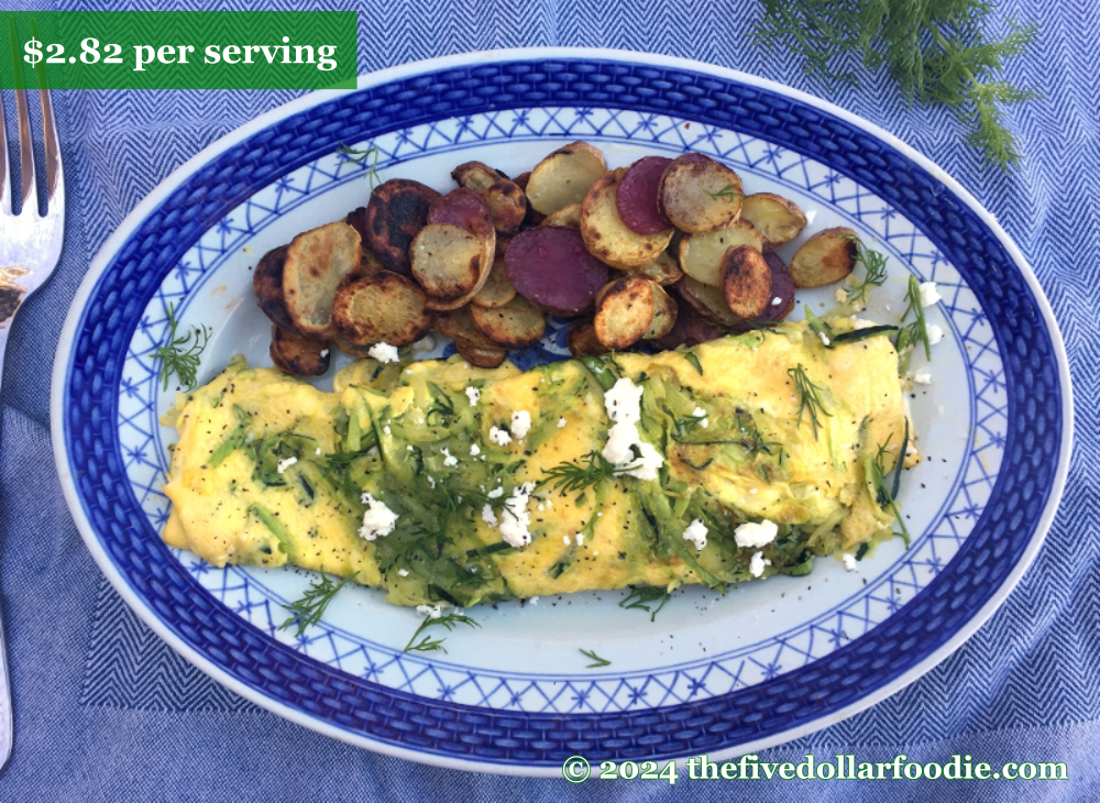 Zucchini and Goat Cheese Omelette with Fingerling Potatoes